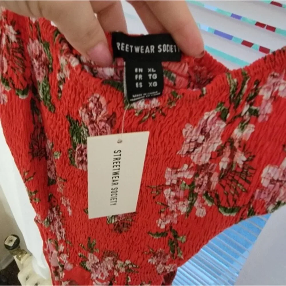Streetwear Society Floral Red Sundress Size XL - Picture 2 of 4